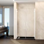 Mampara de ducha blanca con 2 puertas abatibles con bisagras Glass