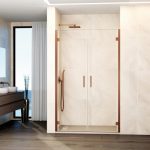 Mampara de ducha cobre 2 puertas abatibles con bisagras Glass