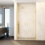 Mampara de ducha oro cepilllado 2 puertas abatibles con bisagras Glass