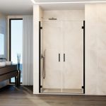 Mampara de ducha titanio 2 puertas abatibles con bisagras Glass