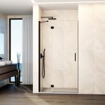 Mampara ducha negra 1 fijo más 1 abatible bisagras Glass