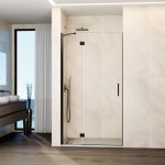 Mampara de ducha titanio 1 fijo + 1 abatible bisagras Glass