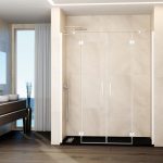 Mampara de ducha blanca dos fijos y dos abatibles bisagras Glass