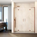 Mampara de ducha cobre 2 fijos y 2 abatibles bisagras Glass