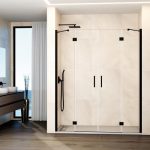 Mampara de ducha negra dos fijos y dos abatibles bisagras Glass