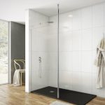 Mampara fija de vidrio con mástil al techo