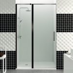 Mampara negra 1 fijo + 1 abatible sujeción paralela Open