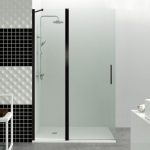 Mampara negra 1 fijo más 1 puerta abatible en aire Ope