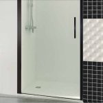 Mampara negra con puerta abatible cierre perfil Open - Imagen 2