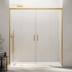 Mampara frontal oro cepillado 2 fijos y 2 correderas Basic