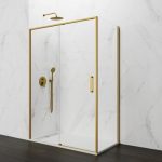 Mampara de ducha rectangular en oro cepillado Twenty
