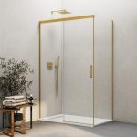 Mampara de ducha rectangular en oro cepillado Basic