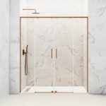 Mampara de ducha frontal cobre 2 fijos y 2 correderas Twenty