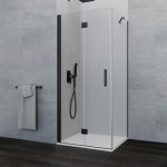 Mampara de ducha negra rectangular plegable Glass
