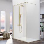 Mampara de ducha fija oro cepillado barra en L Arena