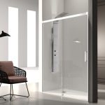 Mampara de ducha blanca con fijo y corredera Glasé