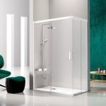 Mampara de ducha blanca corredera angular Glasé