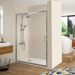 Mampara de ducha fijo más puerta corredera Bella