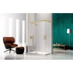 Mampara de ducha oro cepillado angular corredera Glasé - Imagen 2