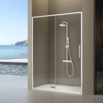 Mampara frontal fijo y corredera en blanco mate Delta