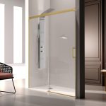 Mampara ducha oro cepillado fijo + corredera Glasé