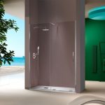 Mampara de ducha fijo más corredera sin perfil Moka
