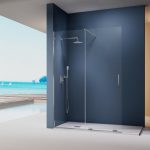 Mampara de ducha fijo más corredera sin cierre Moka