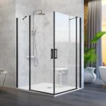 Mampara negra angular 2 fijos y 2 puertas abatibles Nardi