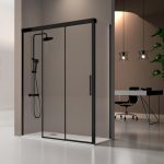 Mampara de ducha negra corredera más lateral fijo Fenix