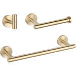 VALAZ Accesorios de baño en dorado cepillado Toallero 40cm+ Percha+ Portarollos - 1Percha