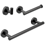 VALAZ Accesorios de baño en negro mate Toallero 40cm+ Percha+ Portarollos - 3Perchas