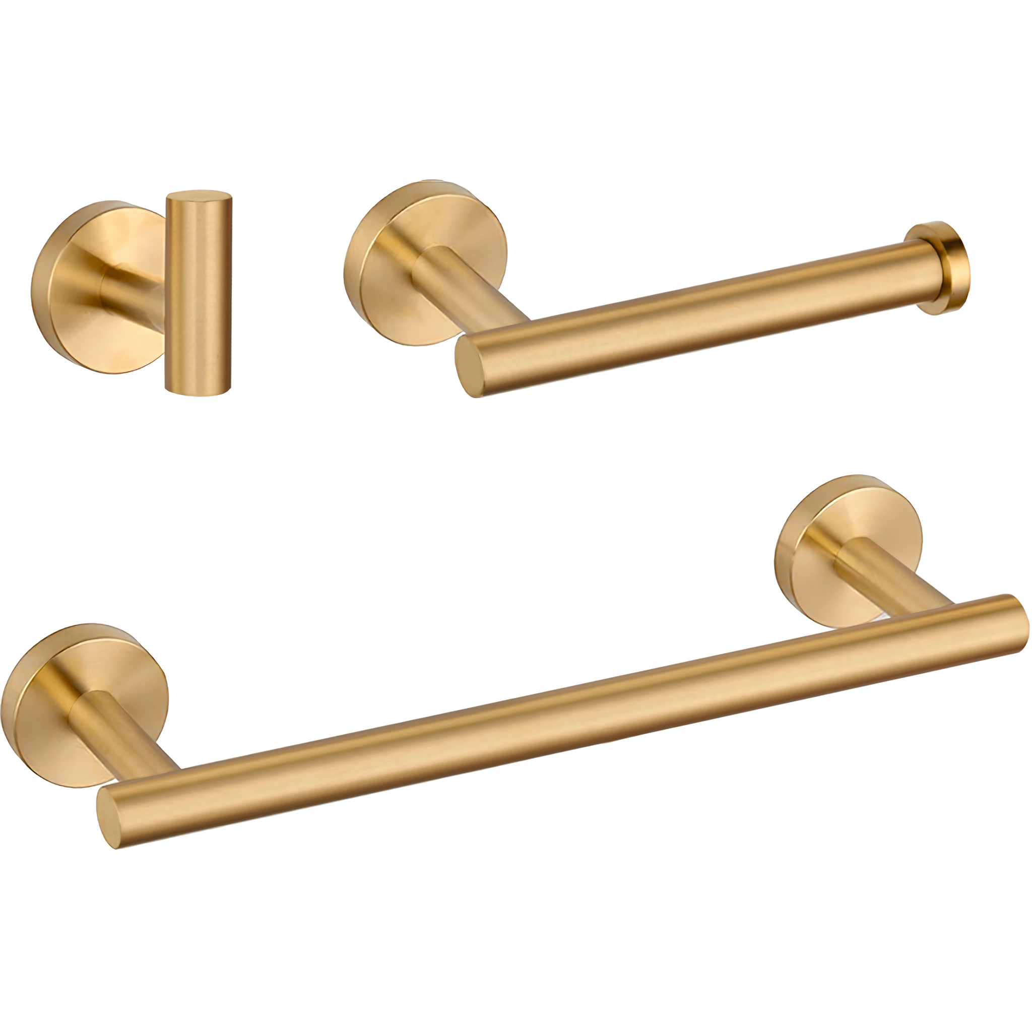 ACC001-OM-BAJA VALAZ Accesorios de baño en oro mate con protección PVD Toallero 40cm+ Percha+ Portarrollos - 2Perchas - Imagen 1