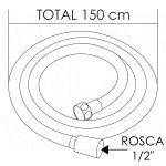 VALAZ Flexo de ducha en PVC en dorado cepillado mate 150cm con rosca 1/2 - Imagen 2