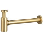 VALAZ Sifón de lavabo visto redondo oro mate con protección PVD