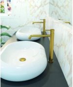 Grifo Oro Cepillado Caño Alto De Lavabo Sirio IO - Imagen 2